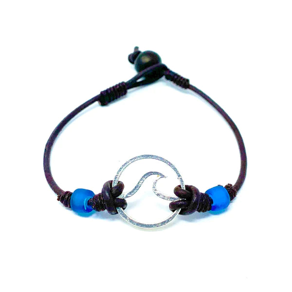 LEATHER BRAC W/WAVE