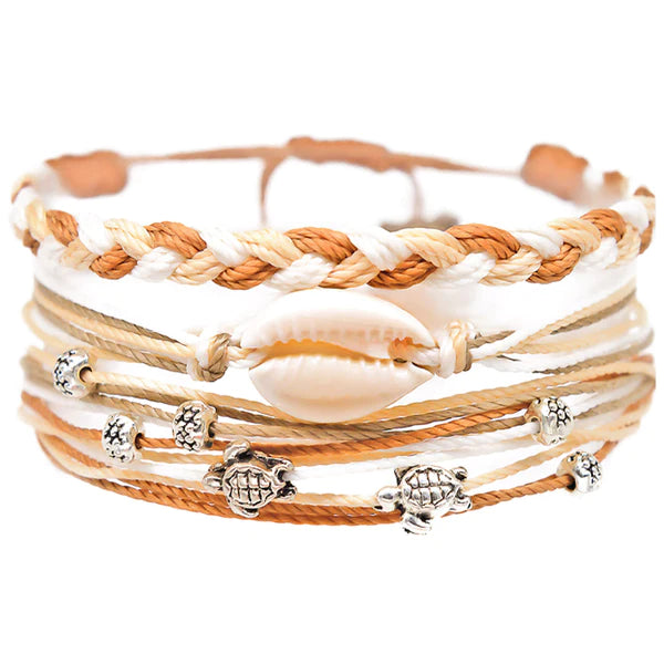 COWRIE SHELL WITH TURTLE STACK BRAC