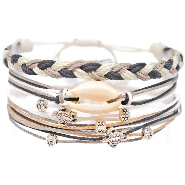 COWRIE SHELL WITH TURTLE STACK BRAC