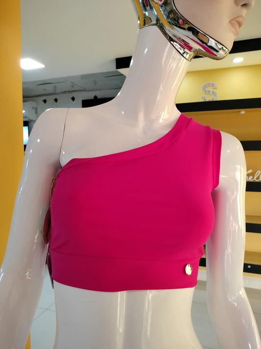 TOP ONE SHOULDER FUSHIA T03